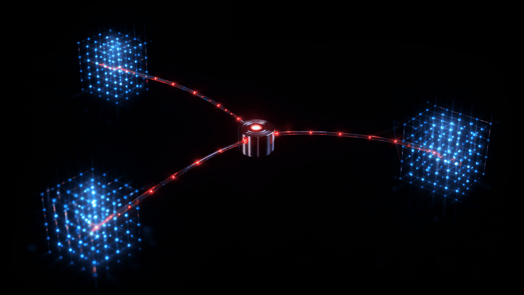 Three quantum processors connected as a small quantum network